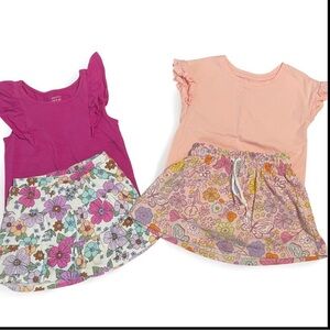Jumping Beans Pink and Purple Floral Skort and Cat &Jack Peach Floral Skort Sets